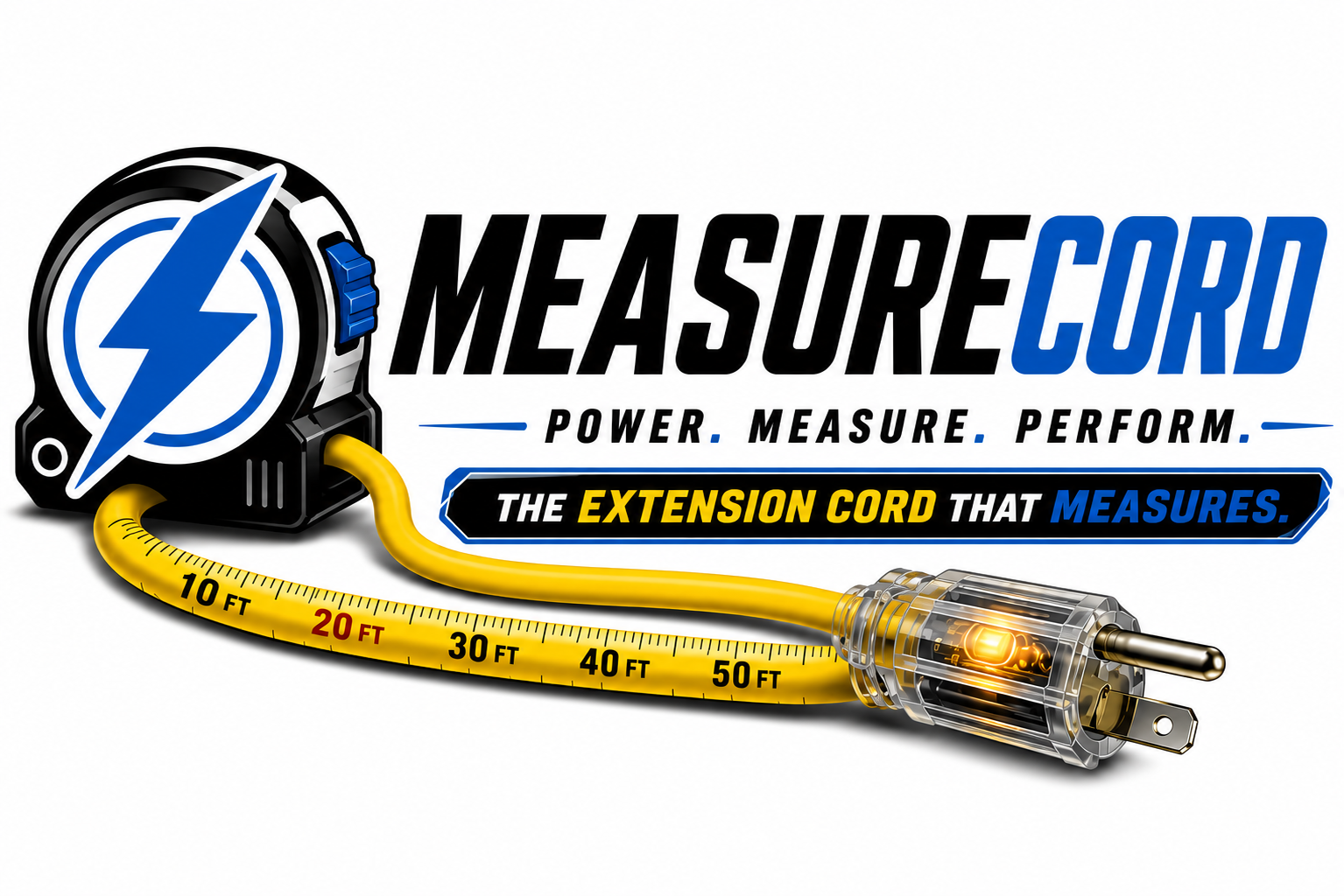 MeasureCord extension cord with measurement markings